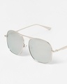 Shop Men's Silver Aviator Polarised Lens Sunglasses