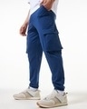 Shop Men's Skipper Blue Oversized Cargo Joggers-Front