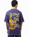 Shop Men's Skipper Blue Smacking Graphic Printed Oversized T-shirt-Front