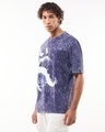 Shop Men's Skipper Blue Venom Graphic Printed Oversized Acid Wash T-shirt-Full