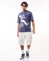 Shop Men's Skipper Blue Venom Graphic Printed Oversized Acid Wash T-shirt