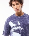 Shop Men's Skipper Blue Venom Graphic Printed Oversized Acid Wash T-shirt