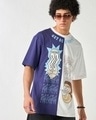 Shop Men's Skipper Blue & White Schwifty Graphic Printed Oversized T-shirt-Front