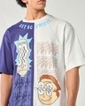 Shop Men's Skipper Blue & White Schwifty Graphic Printed Oversized T-shirt