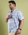 Shop Men's Sky Blue Airy Flower Printed Oversized Plus Size Shirt-Design