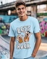 Shop Men's Sky Blue Rock N Roll Graphic Printed T-shirt-Front