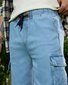 Shop Men's Sky Blue Straight Fit Cargo Jeans