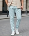 Shop Men's Sky Blue Warm Joggers-Front
