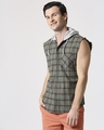 Shop Men's Sleeveless Checks Hoodie Shirt-Design