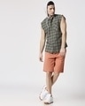 Shop Men's Sleeveless Checks Hoodie Shirt