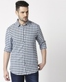 Shop Men's White & Blue Slim Fit Casual Indigo Shirt-Design