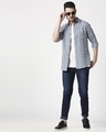 Shop Men's White & Blue Slim Fit Casual Indigo Shirt