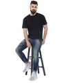 Shop Men's Slim Fit Solid Front Patch Stretch Stylish New Trends Blue Denim Jeans