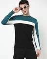 Shop Men's Snazzy Green & Black Color Block T-shirt-Front