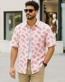 Shop Men's Soft Peach All Over Printed Oversized Shirt-Front