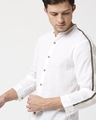 Shop Men's White Ethnic Tape Relaxed Fit Shirt-Front