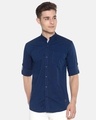 Shop Men's Solid Full Sleeve Chinese Collar Stylish Casual Shirt-Front