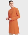 Shop Men's Gold Flame Relaxed Fit Long Kurta-Front
