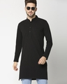 Shop Men's Solid Knit Black Relaxed Fit Kurta-Front