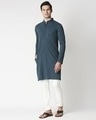 Shop Men's Blue Relaxed Fit Knit Kurta