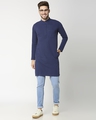 Shop Men's Solid Knit Navy Kurta