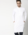 Shop Men's Solid Knit White Relaxed Fit Kurta-Front
