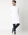 Shop Men's Solid Knit White Relaxed Fit Kurta