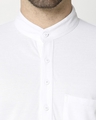 Shop Men's Solid Knit White Relaxed Fit Kurta