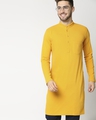 Shop Men's Solid Knit Yellow Relaxed Fit Kurta-Front