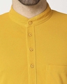 Shop Men's Solid Knit Yellow Relaxed Fit Kurta