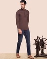 Shop Men's Solid Mandarin Collar Relaxed Fit Shirt-Front