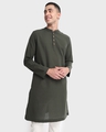 Shop Men's Olive Relaxed Fit Long Kurta-Front