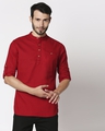 Shop Men's Red Relaxed Fit Short Kurta-Front