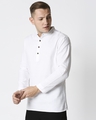 Shop Men's Solid Relaxed Short Mandarin White Kurta-Front