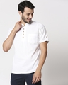 Shop Men's White Relaxed Fit Short Kurta-Front