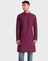 Shop Men's Wine Relaxed Fit Long Kurta-Front