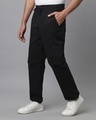 Shop Men's Space Black Loose Comfort Fit Cargo Parachute Pants-Design