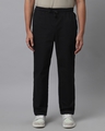 Shop Men's Space Black Loose Comfort Fit Pants-Front