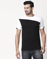Shop Men's Sport Sleeve Colorblock T-shirt(Black-White)-Front