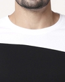 Shop Men's Sport Sleeve Colorblock T-shirt(Black-White)