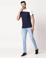 Shop Men's Sport Sleeve Colorblock T-Shirt (Navy Blue-White)-Full
