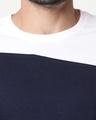 Shop Men's Sport Sleeve Colorblock T-Shirt (Navy Blue-White)