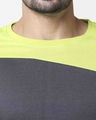 Shop Men's Sport Sleeve Colorblock T-shirt(Nimbus Grey-Neon Green)-Full
