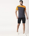 Shop Men's Sport Sleeve Colorblock T-shirt(Nimbus Grey-Neon Orange)-Full