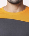 Shop Men's Sport Sleeve Colorblock T-shirt(Nimbus Grey-Neon Orange)