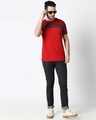 Shop Men's Sporty Three Chest Panel  T-shirt (Scarlet Red-Nimbus Grey-Bold Red)-Full
