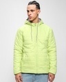 Shop Men's Lime & Grey Reversible Plus Size Oversized Puffer Jacket-Front