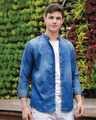 Shop Men's Stone Blue Washed Denim Shirt-Design