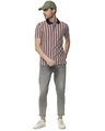 Shop Men's Striped Stylish Half Sleeve Casual T-Shirt-Front