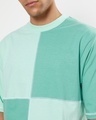 Shop Men's Sun-Kissed Green Color Block Oversized Fit T-shirt